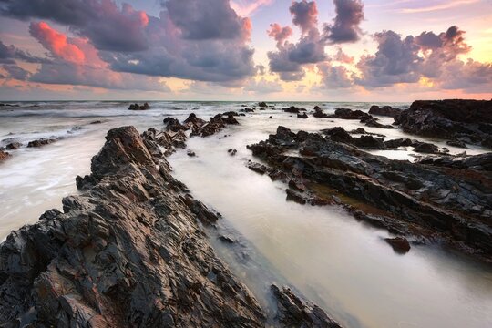Beautiful seascape at sunrise in Terengganu, Malaysia