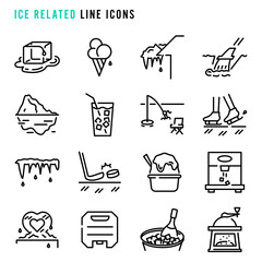 Ice related line icons
