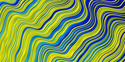 Light Blue, Yellow vector background with bent lines. Bright illustration with gradient circular arcs. Pattern for websites, landing pages.