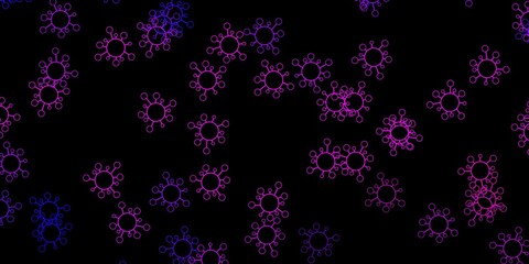 Dark purple, pink vector texture with disease symbols.