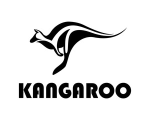 Black line art Vector illustration on a white background of a kangaroo. Suitable for making logo.