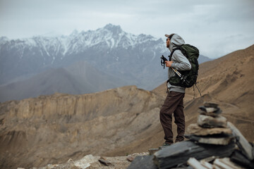 Upper mustang - Kingdom of Lo. Trekking in ancient Tibet. Sandstone massif in Nepal. high quality...