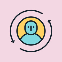 Returning visitor. Digital marketing concept illustration, flat design linear style banner. Usage for e-mail newsletters, headers, blog posts, print