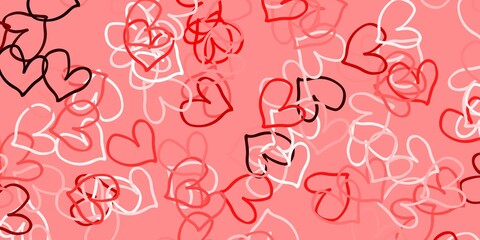 Light Orange vector pattern with colorful hearts.