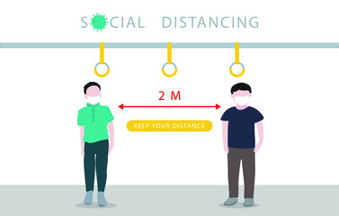 Social distancing. Please Keep Your Distance to people to leave 2 meters between each other.Coronovirus epidemic protective.