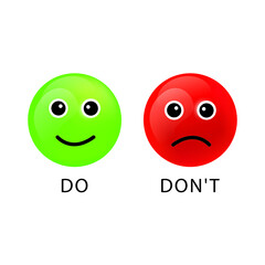 Check box list icons true and false set, green and red For activities that do or don't do  isolated on white background.