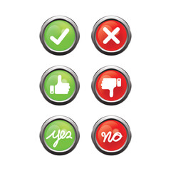 Check box list icons true and false set, green and red For activities that do or don't do  isolated on white background.