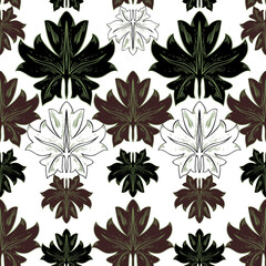 Pattern of plant leaves in vintage style