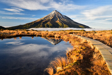 Mt. Taranaki reflection in Pouakai Pool, New Zealand