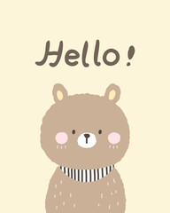 Vector Illustration of Cartoon Bear with Word 