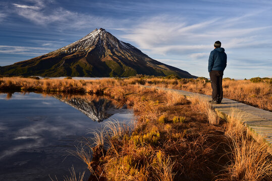 Mt. Taranaki reflection in Pouakai Pool, New Zealand
