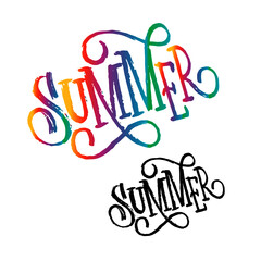Title design Summer for banner or poster. Sale and Discounts Concept. Vector Illustration.