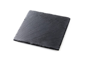 ストーンプレートの背景素材　Black slate plate isolated on white
