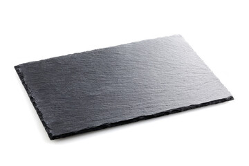 ストーンプレートの背景素材　Black slate plate isolated on white