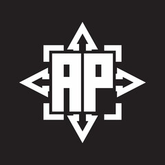 AP Logo monogram with rounded arrows shape design template