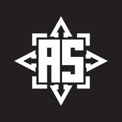 AS Logo monogram with rounded arrows shape design template