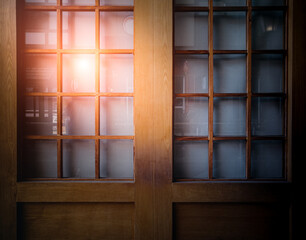 Vintage Wooden Doors with sunlight.