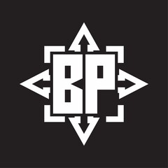 BP Logo monogram with rounded arrows shape design template