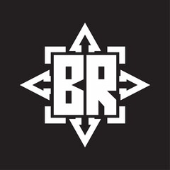 BR Logo monogram with rounded arrows shape design template