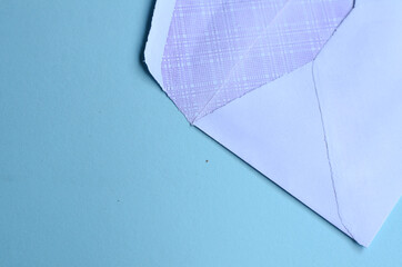top view of envelopes on a blue background, design