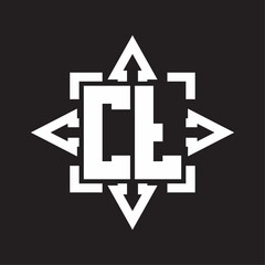 CT Logo monogram with rounded arrows shape design template