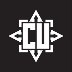 CU Logo monogram with rounded arrows shape design template