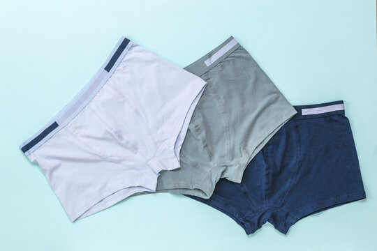 Set of men's underwear on a light background.
