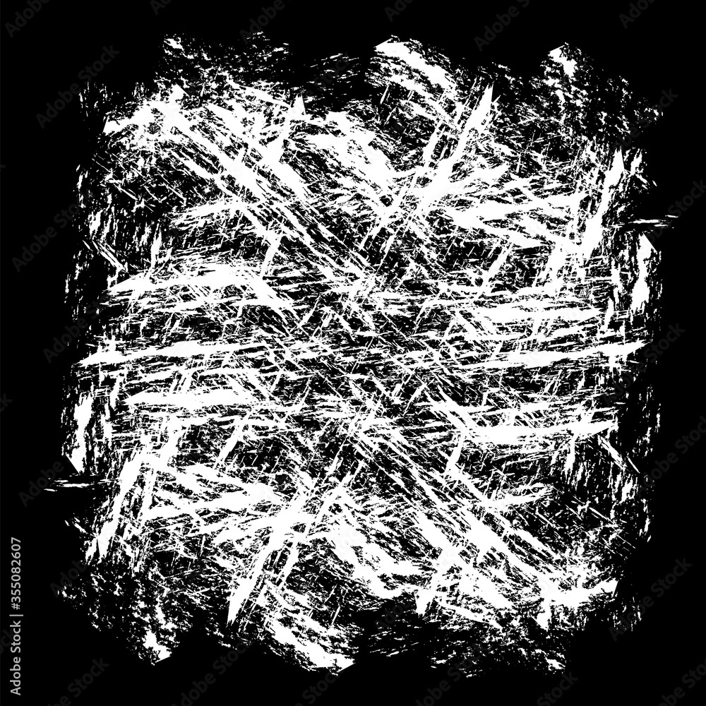 Aufkleber the area without a frame drawn in chalk. white distress texture on a black background. vector image.