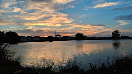 sunset over the river