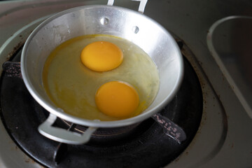 Pan-fried eggs, breakfast menu in Thailand