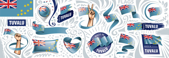 Vector set of the national flag of Tuvalu in various creative designs