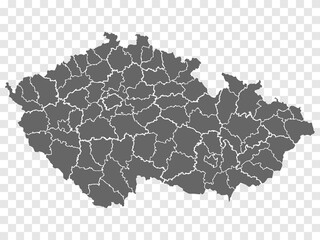 Blank map of Czech Republic. Regions of Czech Republic map. High detailed gray vector map Czech Republic on transparent background for your web site design, logo, app, UI. Stock vector. EPS10. 