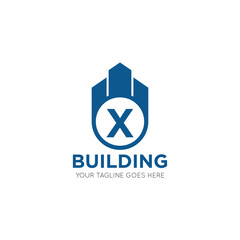 initial letter x building logo vector illustration design template