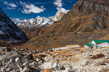 Khare village before climb up to Mera peak, Everest region, Himalaya mountains range in Nepal
