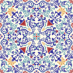 Seamless floral colorful pattern. Vintage decorative element. Hand drawn pattern in turkish style. Islam, Arabic, Indian, ottoman motif. Vector illustration