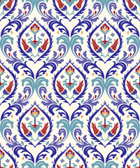 Seamless colorful pattern in turkish style. Vintage decorative elements. Hand drawn background. Islam, Arabic, Indian, ottoman motifs. Perfect for printing on fabric, ceramic tile or paper. Vector