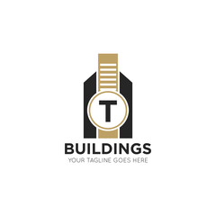 initial letter t building logo vector illustration design template