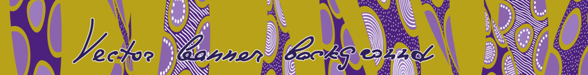 Abstract festive doodle style full banner template. Purple Spots and white dots on khaki color background. Stylish Brigt Vector web site banner.