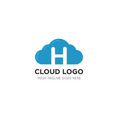 initial leter h cloud logo and icon vector illustration design template