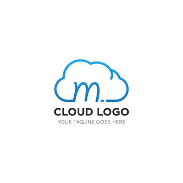 initial leter m cloud logo and icon vector illustration design template