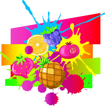 hand drawn vector illustration of an abstract fruit splash
