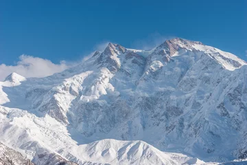 Stof per meter Nanga Parbat Nanga Parbat bergmassief uitzicht vanaf Fairy weide, Himalaya gebergte in Chilas, Pakistan