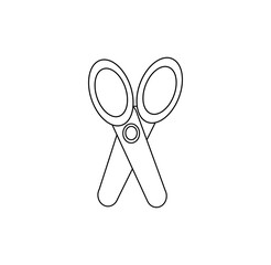 Scissors for fabrics, clothing, paper, garden. Vector isolated illustration with a pair of scissors in Doodle style. Cartoon style. Attribute to work with. Design of ads, websites, and banners. 