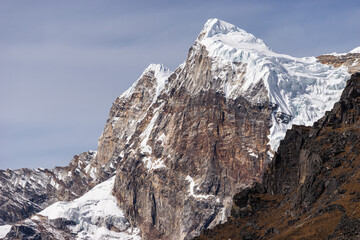 Fototapeta na wymiar Kyashar or Peak 43 in Himalaya mountains range, Mera peak climbing route, Nepal