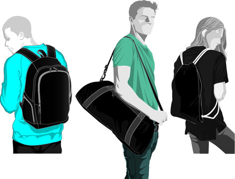 blank bag design template with silhouette model