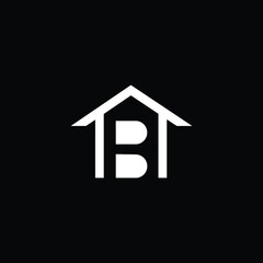 Logo design of B in vector for construction, home, real estate, building, property. Minimal awesome trendy professional logo design template on black background.
