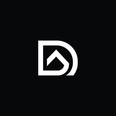 Logo design of D in vector for construction, home, real estate, building, property. Minimal awesome trendy professional logo design template on black background.