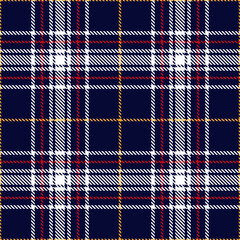 Tartan plaid seamless pattern blue color background. Flannel shirts , Vector illustration for wallpapers, White red yellow line color fabric , Scottish cage .