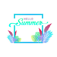 Hello summer with flowers vector illustration