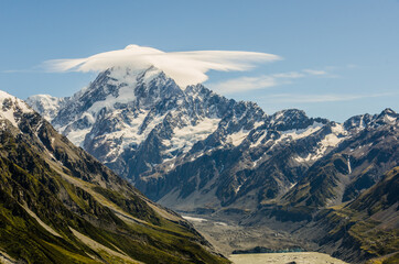 Mount Cook with cloud at the summit, New Zealand
